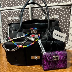 Steve Madden Black and Purple Women's Bag Set
